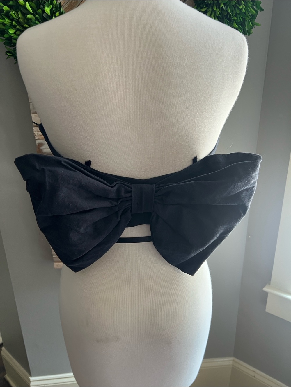 Anthropologie Black Bow Bandeau Top